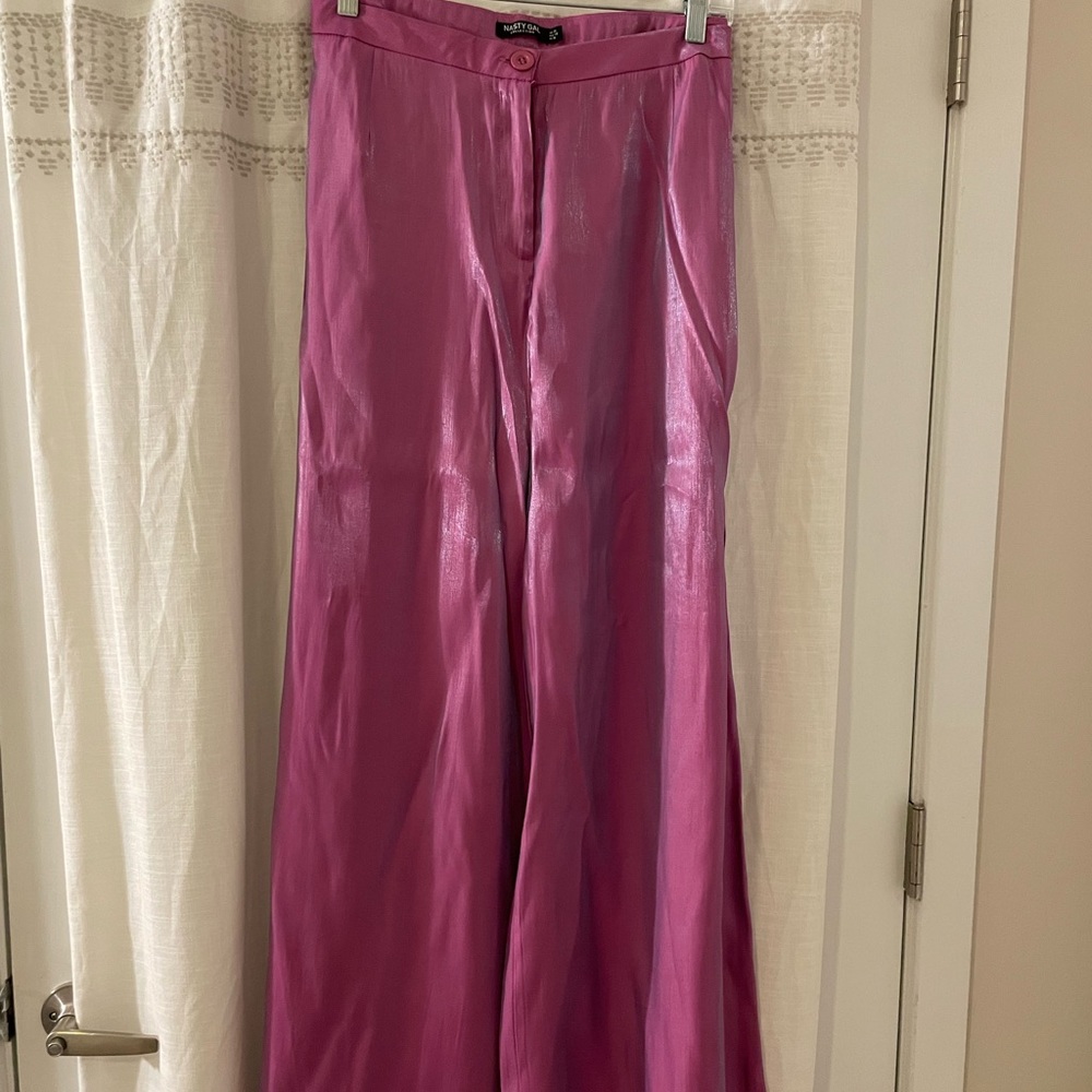 Metallic Wide Leg Pants